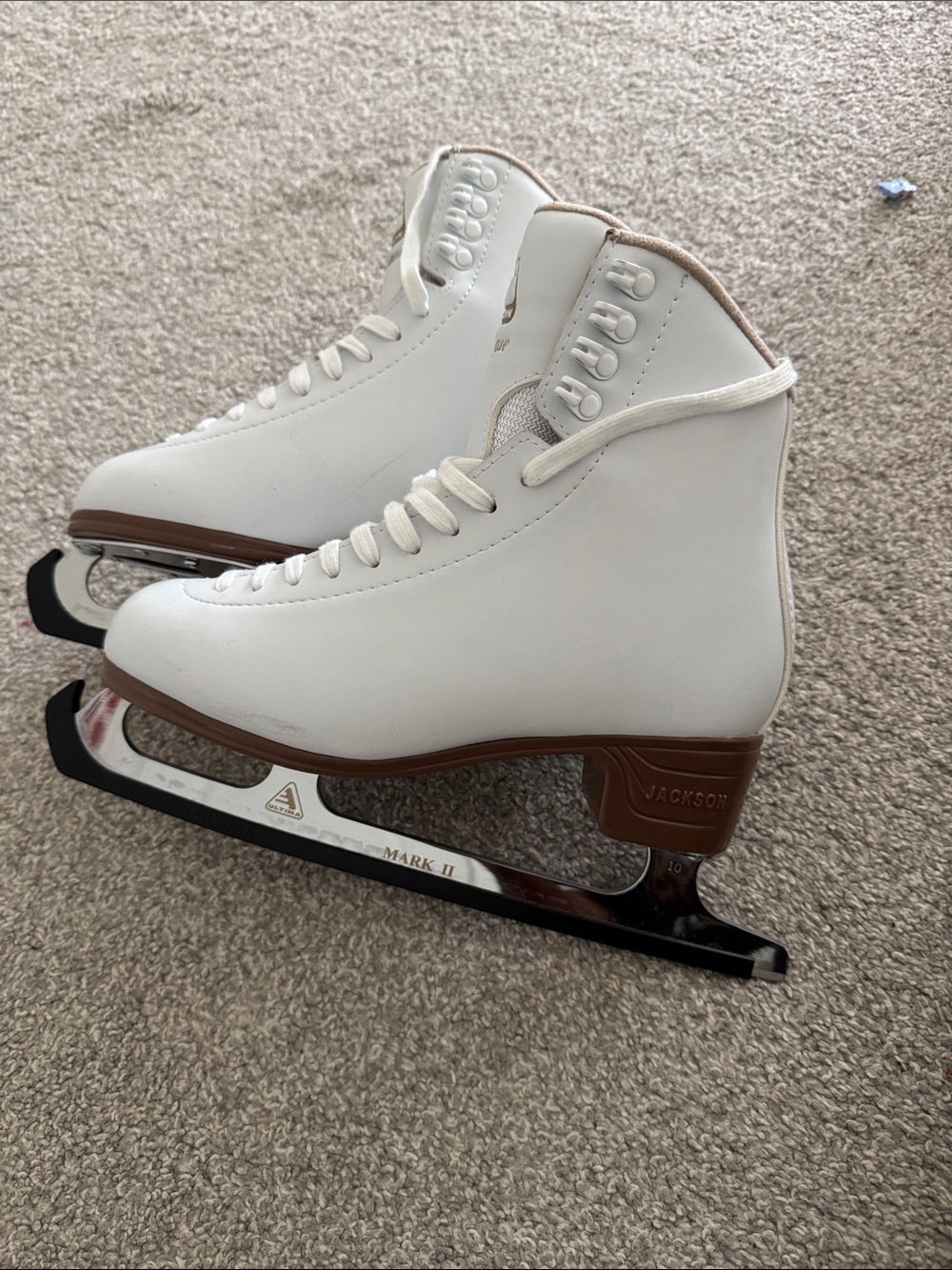 JACKSON White Women's Ice Skates with Brown Sole Accents